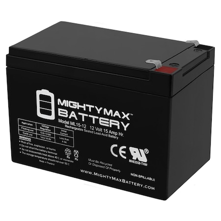 12V 15AH F2 Replacement Battery Compatible With Zip'r Zip'r 3w